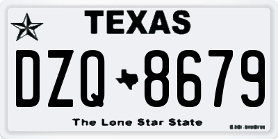 TX license plate DZQ8679