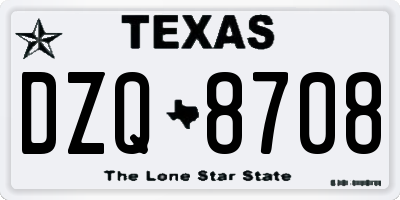 TX license plate DZQ8708