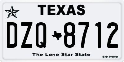 TX license plate DZQ8712