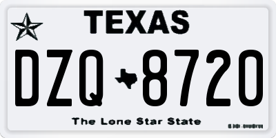 TX license plate DZQ8720