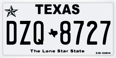 TX license plate DZQ8727