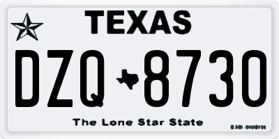 TX license plate DZQ8730