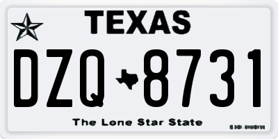 TX license plate DZQ8731