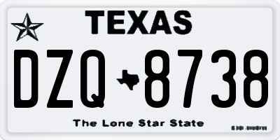 TX license plate DZQ8738