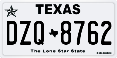 TX license plate DZQ8762