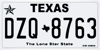 TX license plate DZQ8763