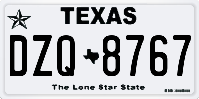 TX license plate DZQ8767
