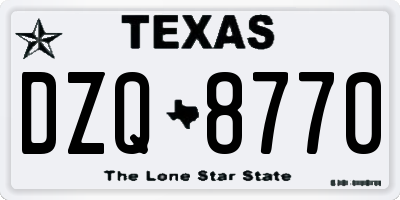 TX license plate DZQ8770