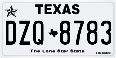 TX license plate DZQ8783