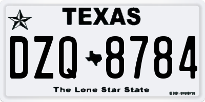 TX license plate DZQ8784