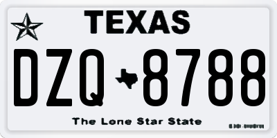 TX license plate DZQ8788