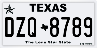 TX license plate DZQ8789