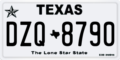 TX license plate DZQ8790