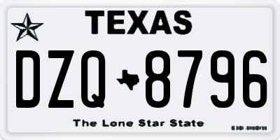 TX license plate DZQ8796