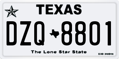 TX license plate DZQ8801