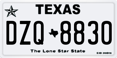 TX license plate DZQ8830