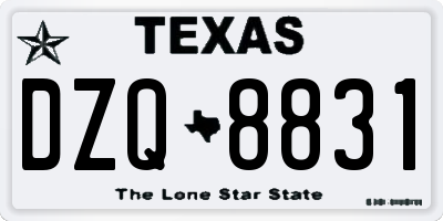 TX license plate DZQ8831