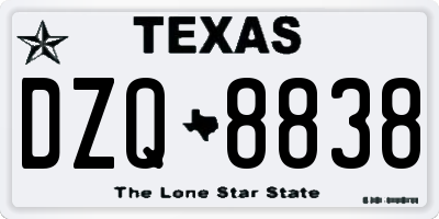 TX license plate DZQ8838
