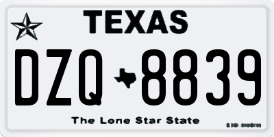 TX license plate DZQ8839
