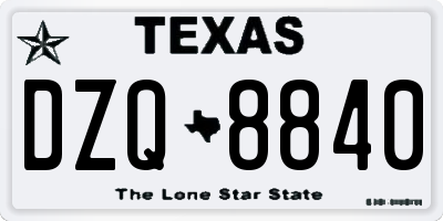 TX license plate DZQ8840