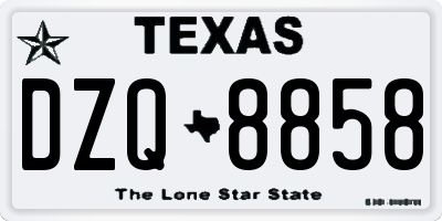 TX license plate DZQ8858