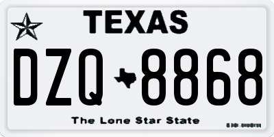 TX license plate DZQ8868