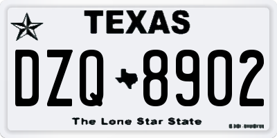 TX license plate DZQ8902