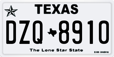 TX license plate DZQ8910