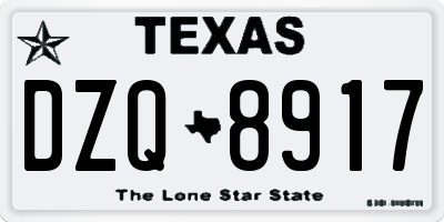 TX license plate DZQ8917