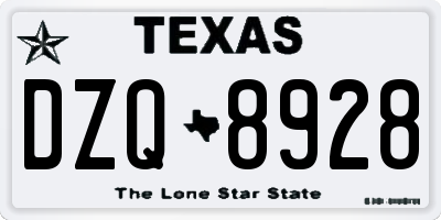 TX license plate DZQ8928