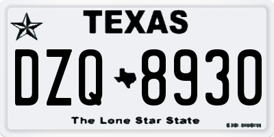 TX license plate DZQ8930