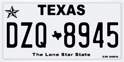 TX license plate DZQ8945
