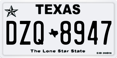 TX license plate DZQ8947