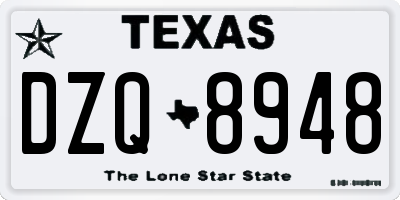TX license plate DZQ8948