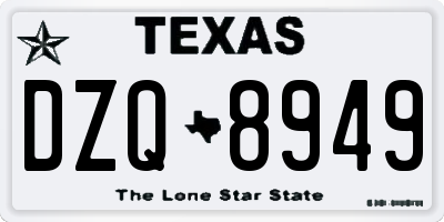 TX license plate DZQ8949