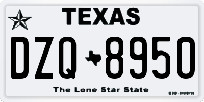 TX license plate DZQ8950