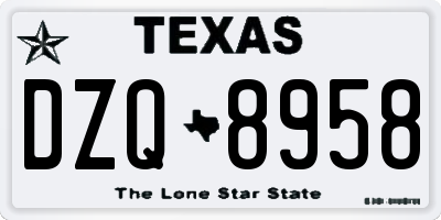 TX license plate DZQ8958