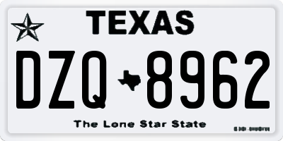 TX license plate DZQ8962