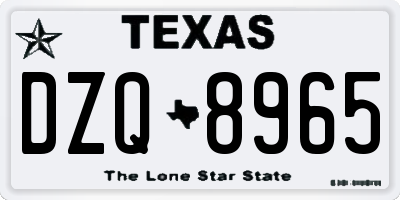 TX license plate DZQ8965