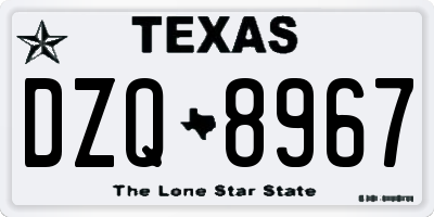 TX license plate DZQ8967