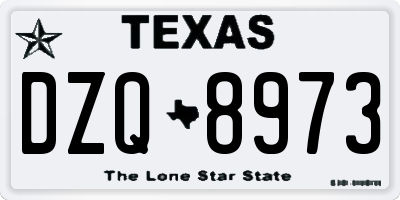 TX license plate DZQ8973