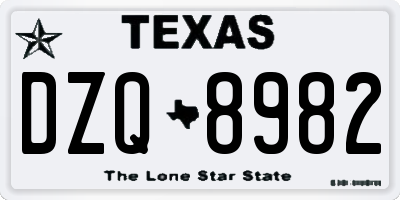 TX license plate DZQ8982