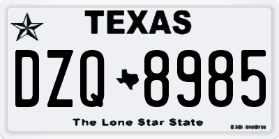 TX license plate DZQ8985