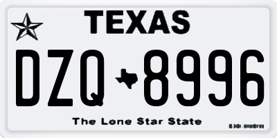 TX license plate DZQ8996