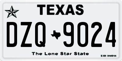 TX license plate DZQ9024