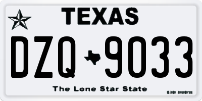 TX license plate DZQ9033