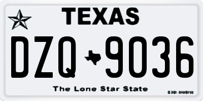 TX license plate DZQ9036