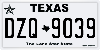 TX license plate DZQ9039