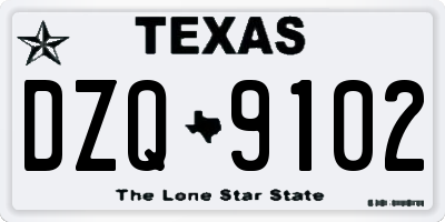 TX license plate DZQ9102