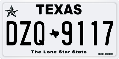 TX license plate DZQ9117
